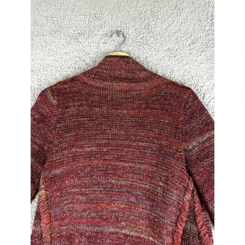 Chelsea & Violet Cardigan Sweater Womens Small Brown Space Dye Faux Leather Trim